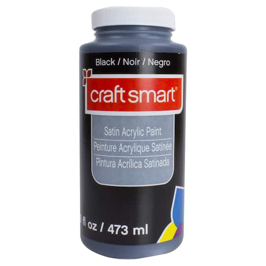 Michaels, 9 Pack: Black Satin Acrylic Paint by Craft Smart®, 16oz. – Category: Acrylic Craft Paints